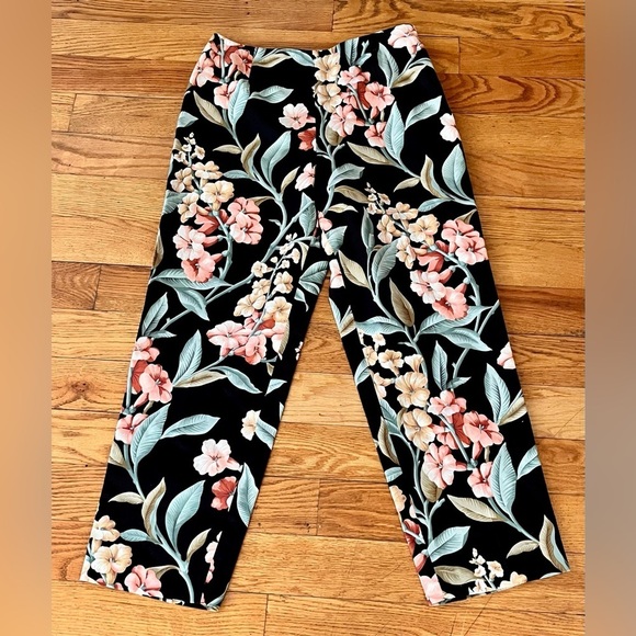 Talbot’s Floral Print Pants Silk Cotton Blend Lined Size 10P Side ZipperTailored - Picture 3 of 13